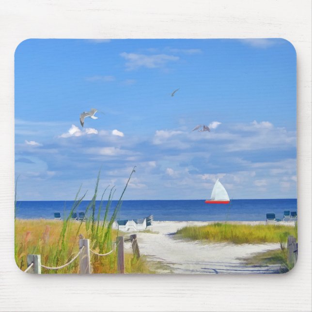 Florida Beach, Seaside, and Birds Mouse Pad (Front)