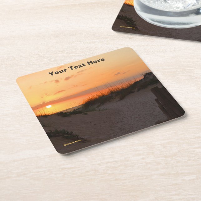 Florida Beach Sunset Square Paper Coaster (Angled)