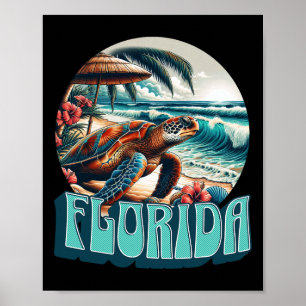 Florida Beach Surfing Surf Ocean Vintage Usa Flori Poster