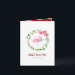 Florida Beach Tropical Flamingo Christmas Holiday<br><div class="desc">Celebrate the season with this adorable folded beach Christmas card featuring a charming watercolor pink flamingo encircled by a wreath of tropical hibiscus flowers. The words "Merry Beach-mas" are set in playful typography, capturing the fun and festive spirit of a tropical holiday. The card opens to a festive berry red...</div>