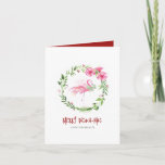 Florida Beach Tropical Flamingo Christmas Holiday<br><div class="desc">Celebrate the season with this adorable folded beach Christmas card featuring a charming watercolor pink flamingo encircled by a wreath of tropical hibiscus flowers. The words "Merry Beach-mas" are set in playful typography, capturing the fun and festive spirit of a tropical holiday. The card opens to a festive berry red...</div>