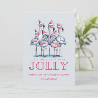 Florida Beach Tropical Flamingo Christmas Holiday Card
