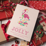 Florida Beach Tropical Flamingo Christmas Holiday Card<br><div class="desc">Cute Florida Christmas card featuring peach and pink Christmas flamingo "'Tis the season to be jolly" design. Customized with your short message and names. This Florida beach Christmas card reverses to a pink and white palm tree design.</div>