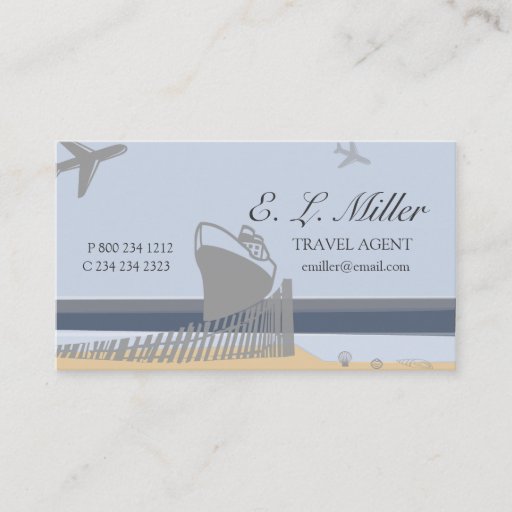 Customizable Ocean Beach Plane Travel Agent Business Cards