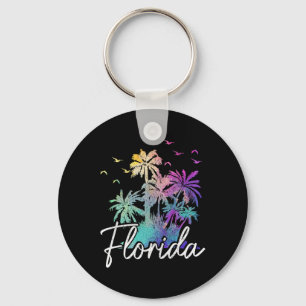 Florida Beach Vintage Miami Tampa Palm Trees Vacat Keychain