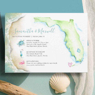 Florida Beach Watercolor Wedding Invitations