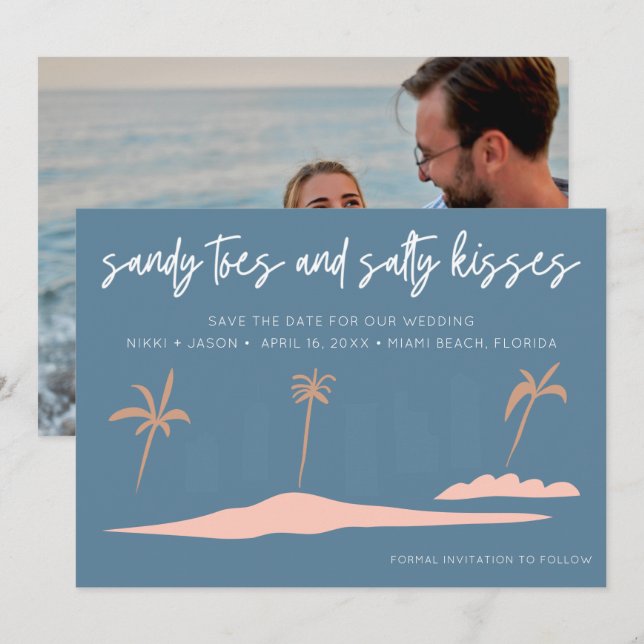 Florida Beach Wedding Photo Save the date (Front/Back)