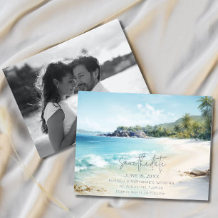 Florida Beach Wedding Photo Save the Date Announcement