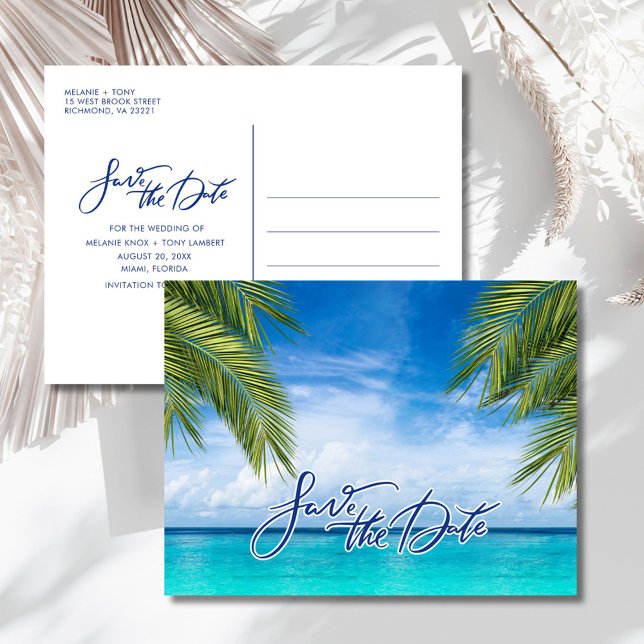 Florida Beach Wedding Save the Date  Announcement Postcard (Florida Beach Wedding Save the Date Announcement Postcard)