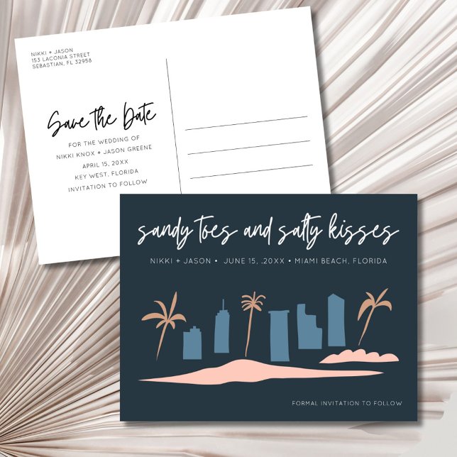 Florida Beach Wedding Save the Date Announcement Postcard (Florida Beach Wedding Save the Date Announcement Postcard)