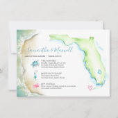 Florida Beach Wedding Watercolor Illustrated Invitation (Front)
