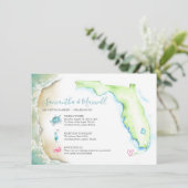 Florida Beach Wedding Watercolor Illustrated Invitation (Standing Front)