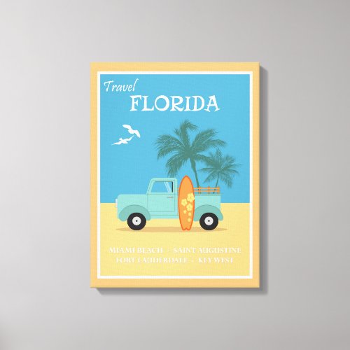Florida Beaches Vintage Travel Canvas Print