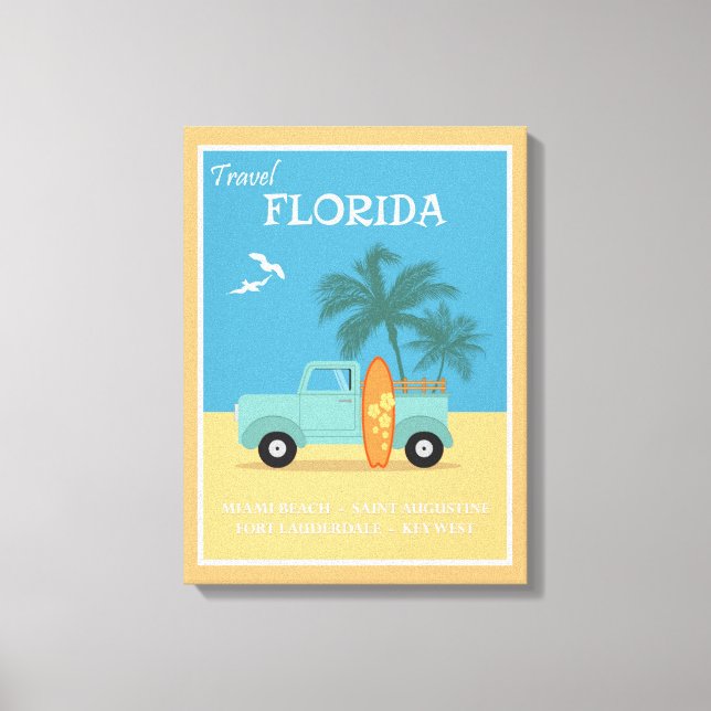 Florida Beaches Vintage Travel Canvas Print (Front)