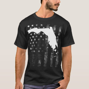 Florida Bigfoot Gift Sasquatch American Flag Silho T-Shirt