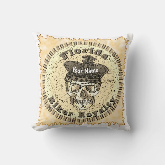 Florida Biker  Throw Pillow (Front)