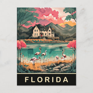 Florida, Birds on the Coast, Watercolor Travel Postcard