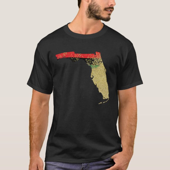 Florida  Black Pride Pan African Flag Home Hometow T-Shirt (Front)