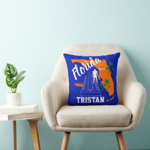 Florida Blue and Orange football Throw Pillow