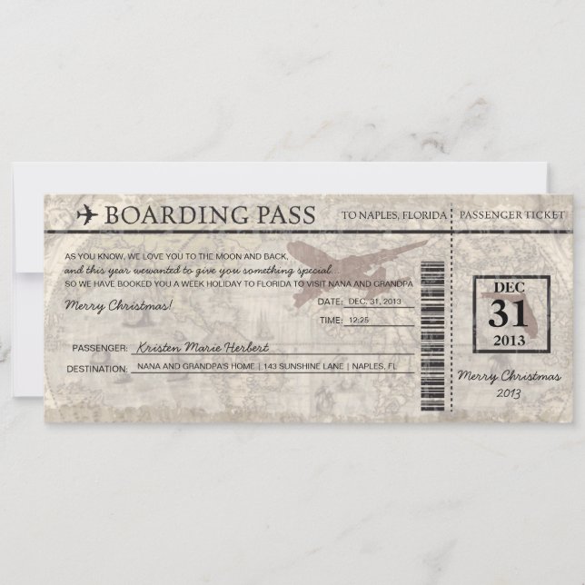 Florida Boarding Pass Invitation (Front)