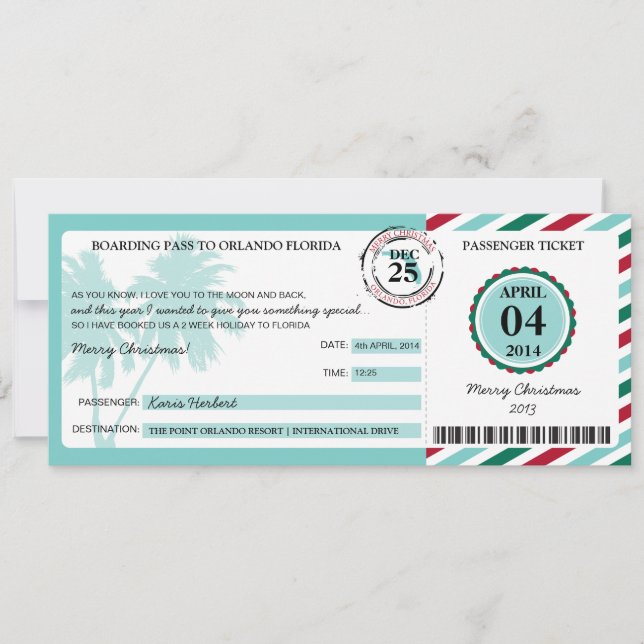 Florida Boarding Pass Invitation (Front)