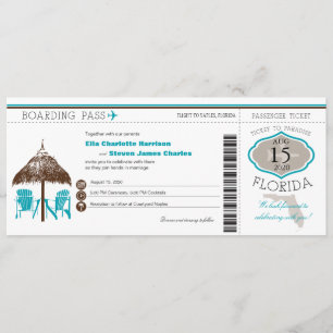 Florida Boarding Pass Wedding Invitation