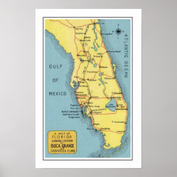 Florida Boca Grande Map Poster Print
