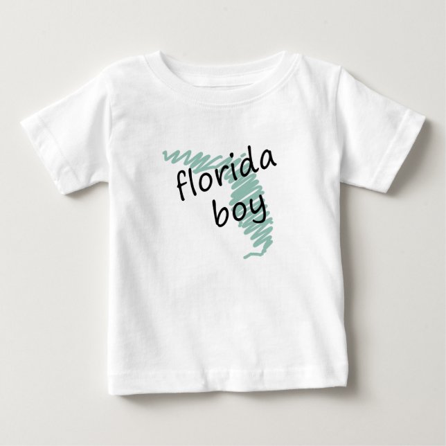 Florida Boy on Child's Florida Map Drawing Baby T-Shirt (Front)