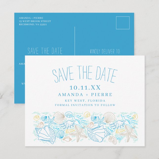 Florida Budget Beach Wedding Save the Date Announcement Postcard (Front/Back)