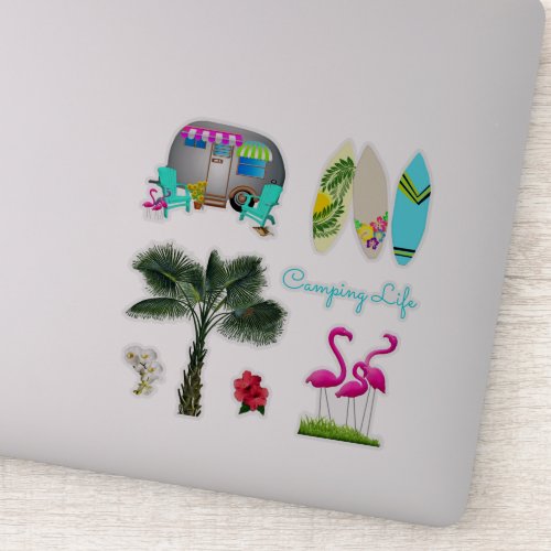 Florida Camping Tropical Shaped Scrapbook Stickers