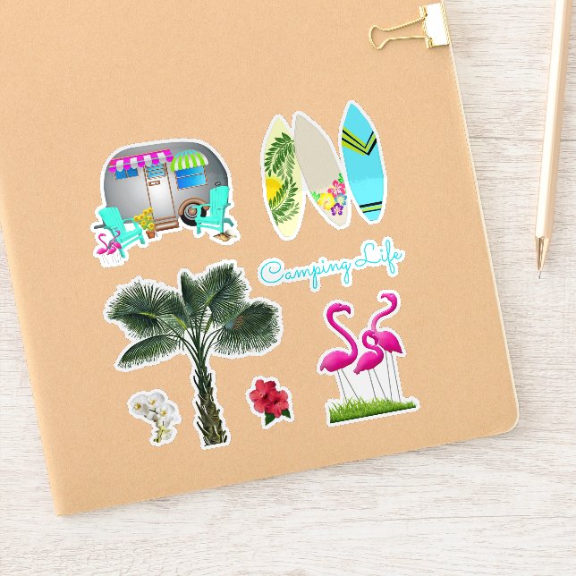 Florida Camping Tropical Shaped Scrapbook Stickers (Notebook)