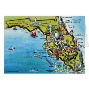 Florida Cartoon Map Cards