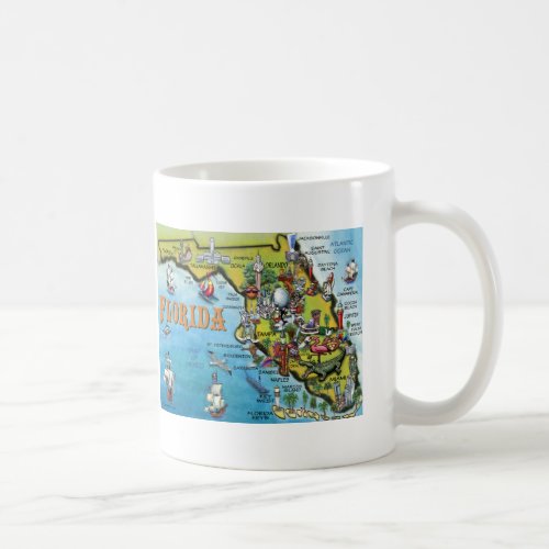 Florida Cartoon Map Coffee Mug