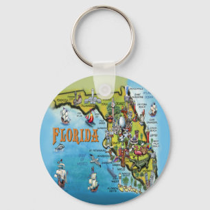 Florida Cartoon Map Keychain