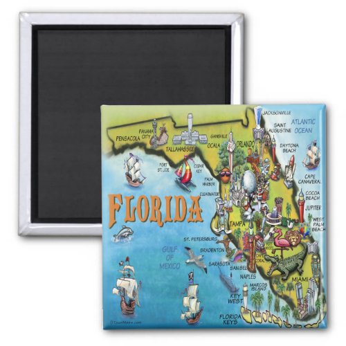 Florida Cartoon Map Magnet