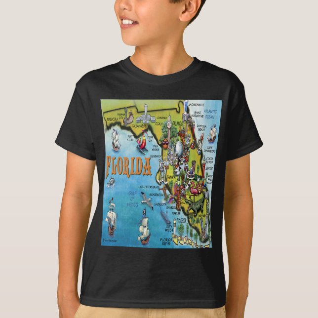 Florida Cartoon Map T-Shirt (Front)