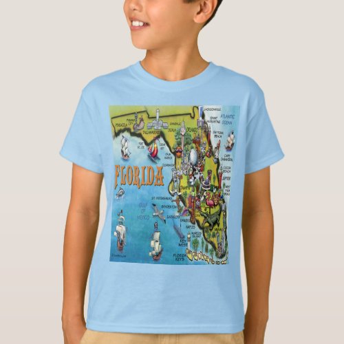 Florida Cartoon Map T_Shirt