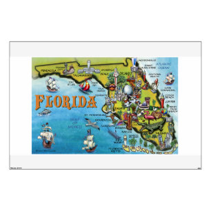 Florida Cartoon Map Wall Decal