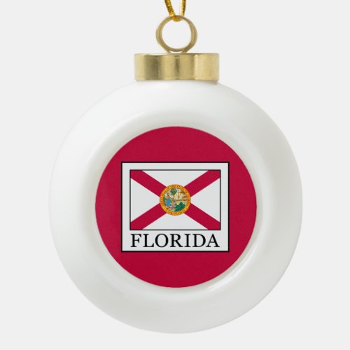 Florida Ceramic Ball Christmas Ornament