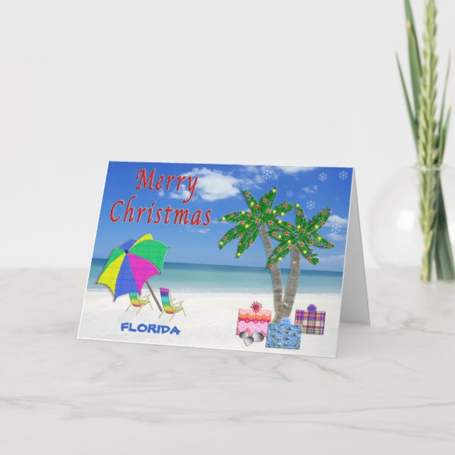 Florida Christmas Cards Beach & Palm Trees (Front)