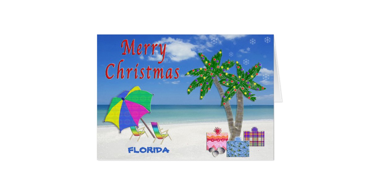 Florida Christmas Cards Beach & Palm Trees | Zazzle.com