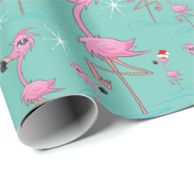 Florida Christmas Flamingos Wrapping Paper 