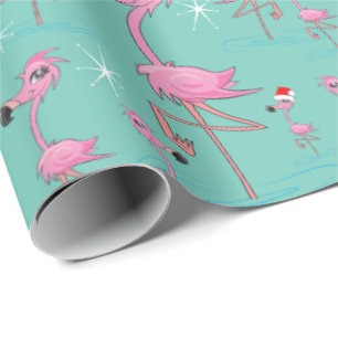 Florida Christmas Flamingos Wrapping Paper