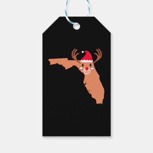 FLORIDA Christmas Hat Antler Red Nose Reindeer Gift Tags