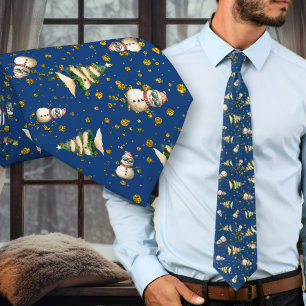 Florida Christmas Navy Blue Pattern neck tie