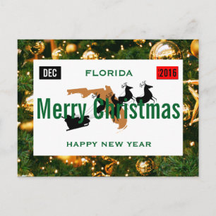 Florida Christmas Plate Personalize Holiday Postcard