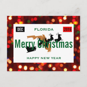 Florida Christmas Plate Personalize Holiday Postcard