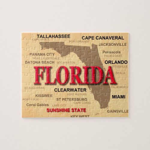 Florida Cities And Towns State Pride Map Jigsaw Puzzle