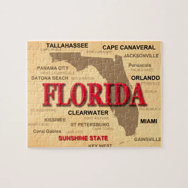 Florida Cities And Towns State Pride Map Jigsaw Puzzle | Zazzle