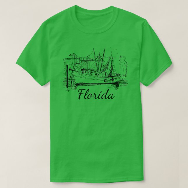 Florida Classic Shrimp Boat Long Sleeve  T-Shirt (Design Front)